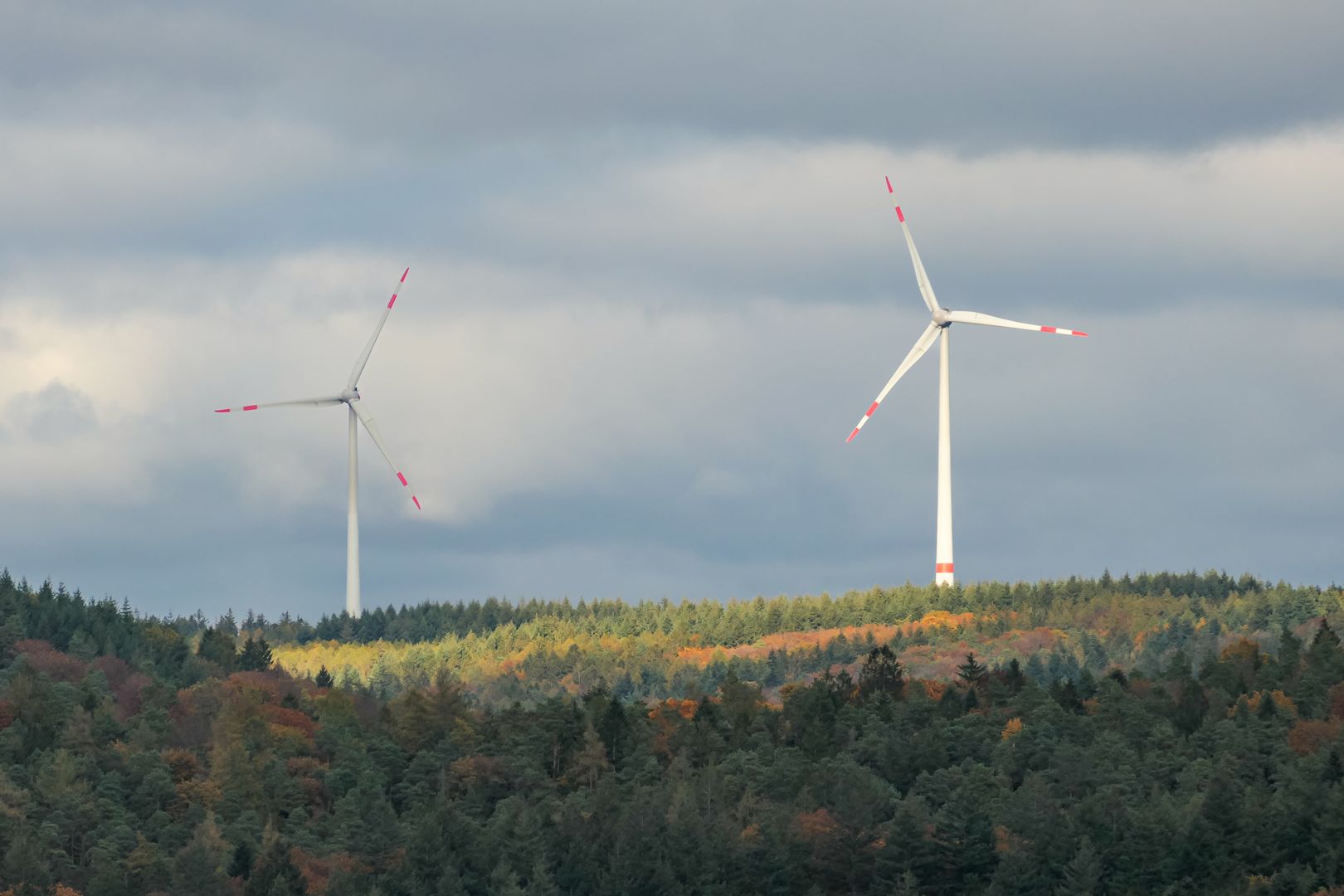 Blick vom Lammerskopf auf zwei der fünf Windkraftanlagen am Greiner Eck (Foto Jochen Schwarz)